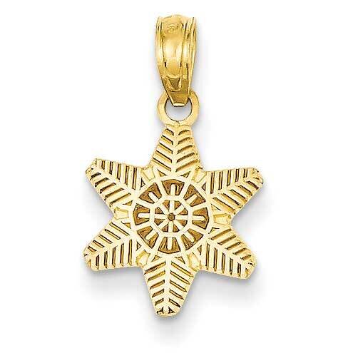 Snowflake Pendant 14k Gold Solid Polished D1133