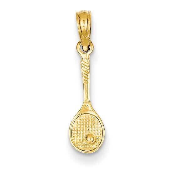 3-Dimensional Tennis Racquet Pendant 14k Gold Solid Polished D1439, MPN: D1439, 637218069408