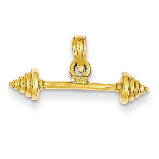 3-Dimensional Dumbbell Pendant 14k Gold Solid Polished D1455