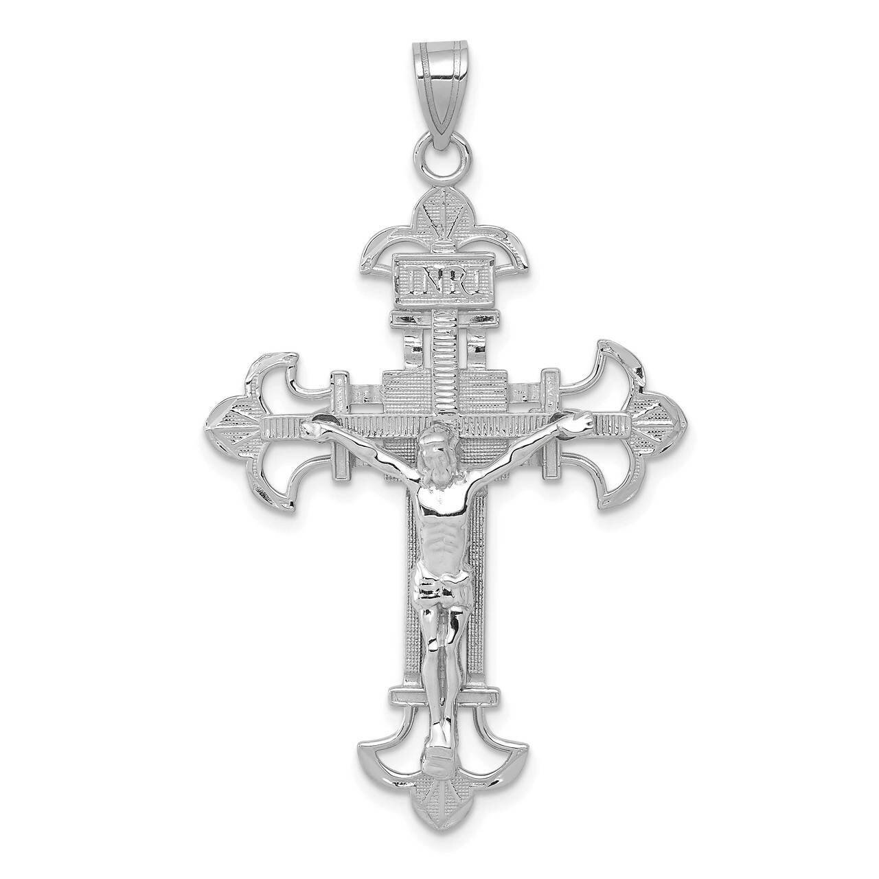 INRI Crucifix Pendant 14k White Gold D3672W