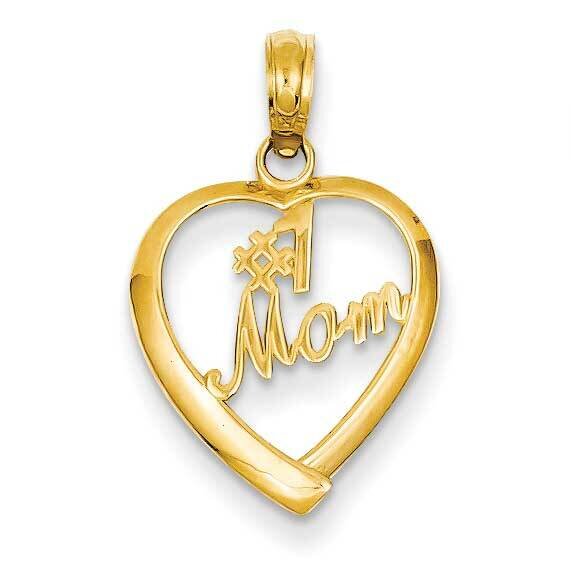 #1 Mom in Heart Pendant 14k Gold D3943