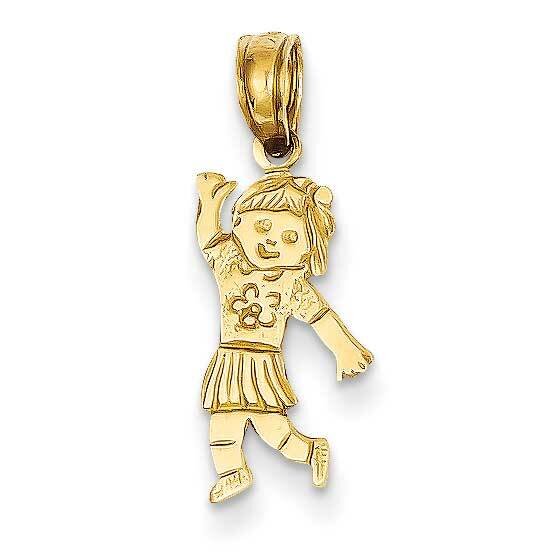 Girl Waving with Flower on Blouse Pendant 14k Gold D3992, MPN: D3992, 637218031283