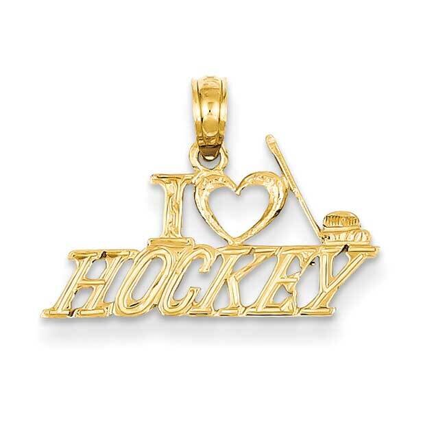 i love hockey charm 14k Gold D4276