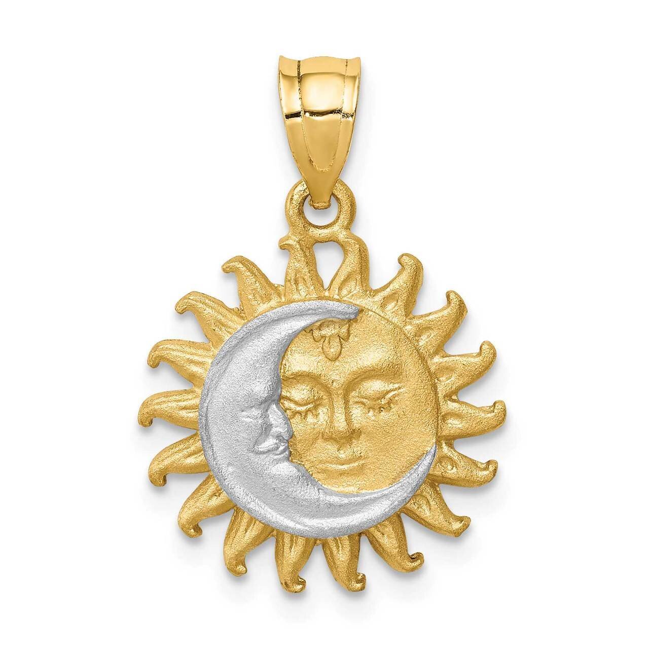 Brushed Sun/Moon Pendant 14k Gold &amp; White Rhodium D4447, MPN: D4447, 883957871806