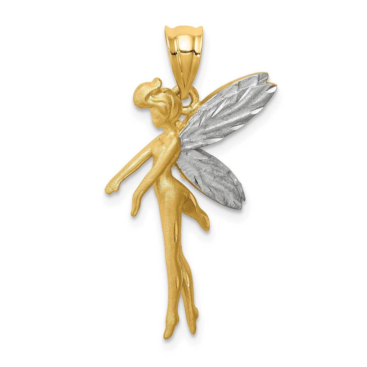 White Diamond-cut Fairy Pendant 14k Gold Rhodium D4450, MPN: D4450, 883957153896