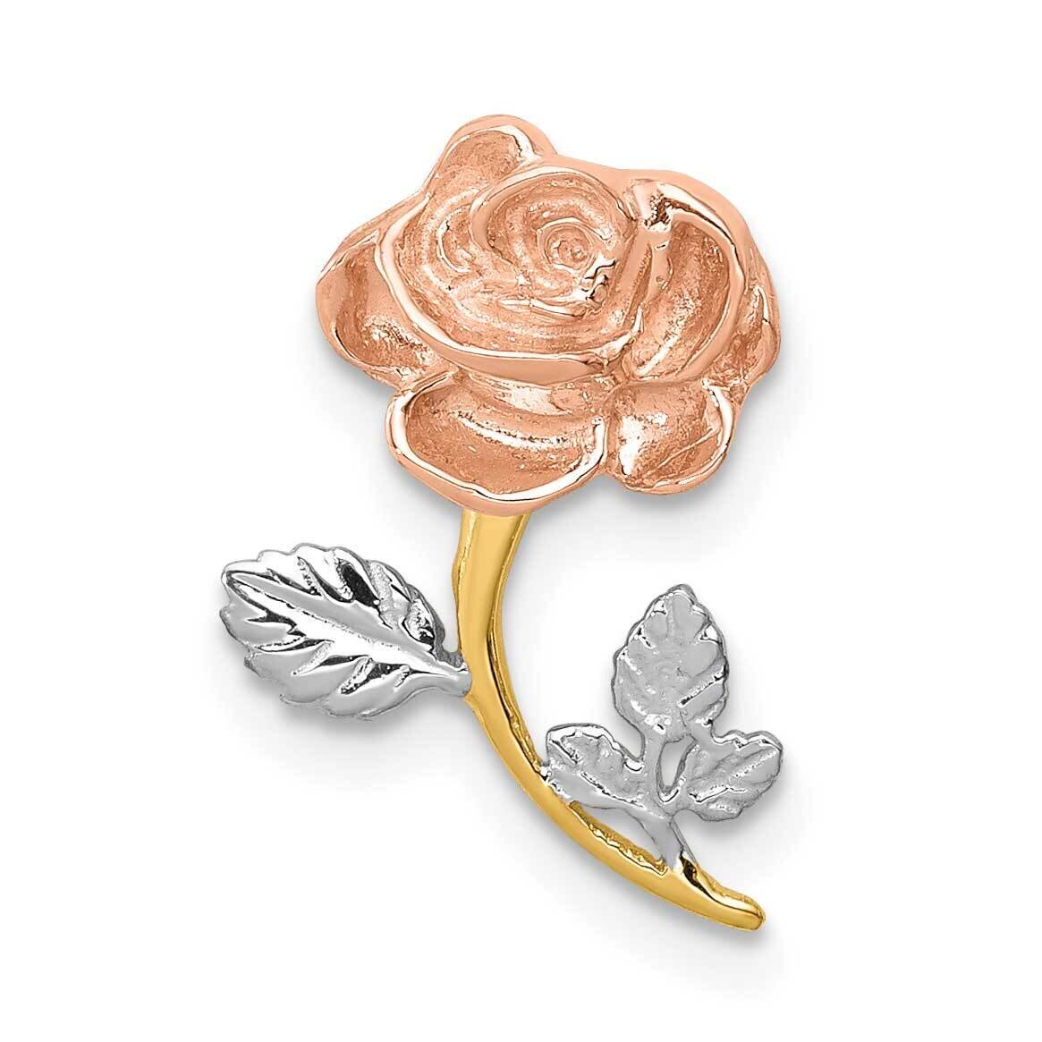 White Rhodium Polished Rose Chain Slide 14k Two-tone Gold D4455, MPN: D4455, 883957591452
