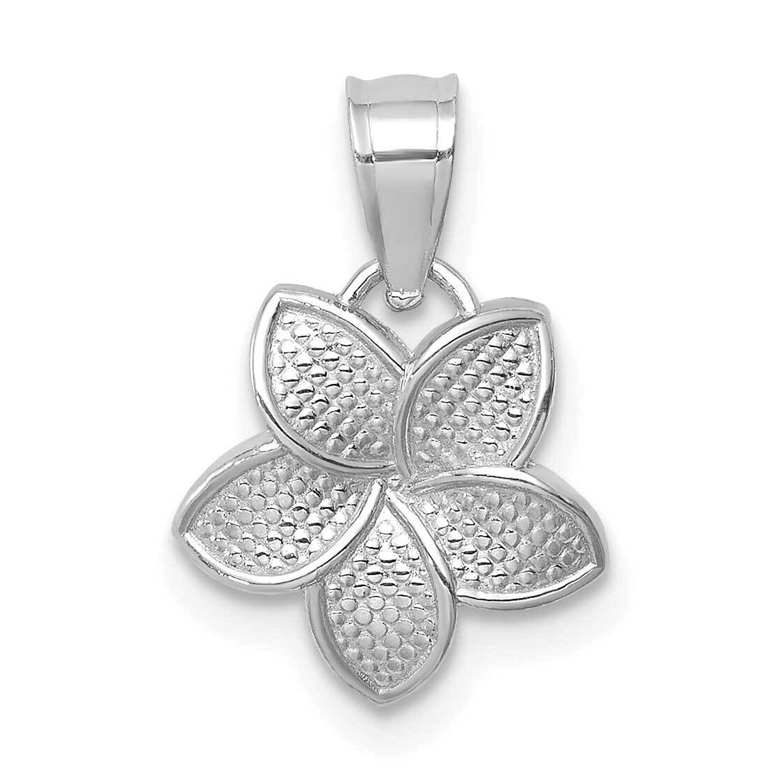 Mini Plumeria Pendant 14k White Gold Polished D4464