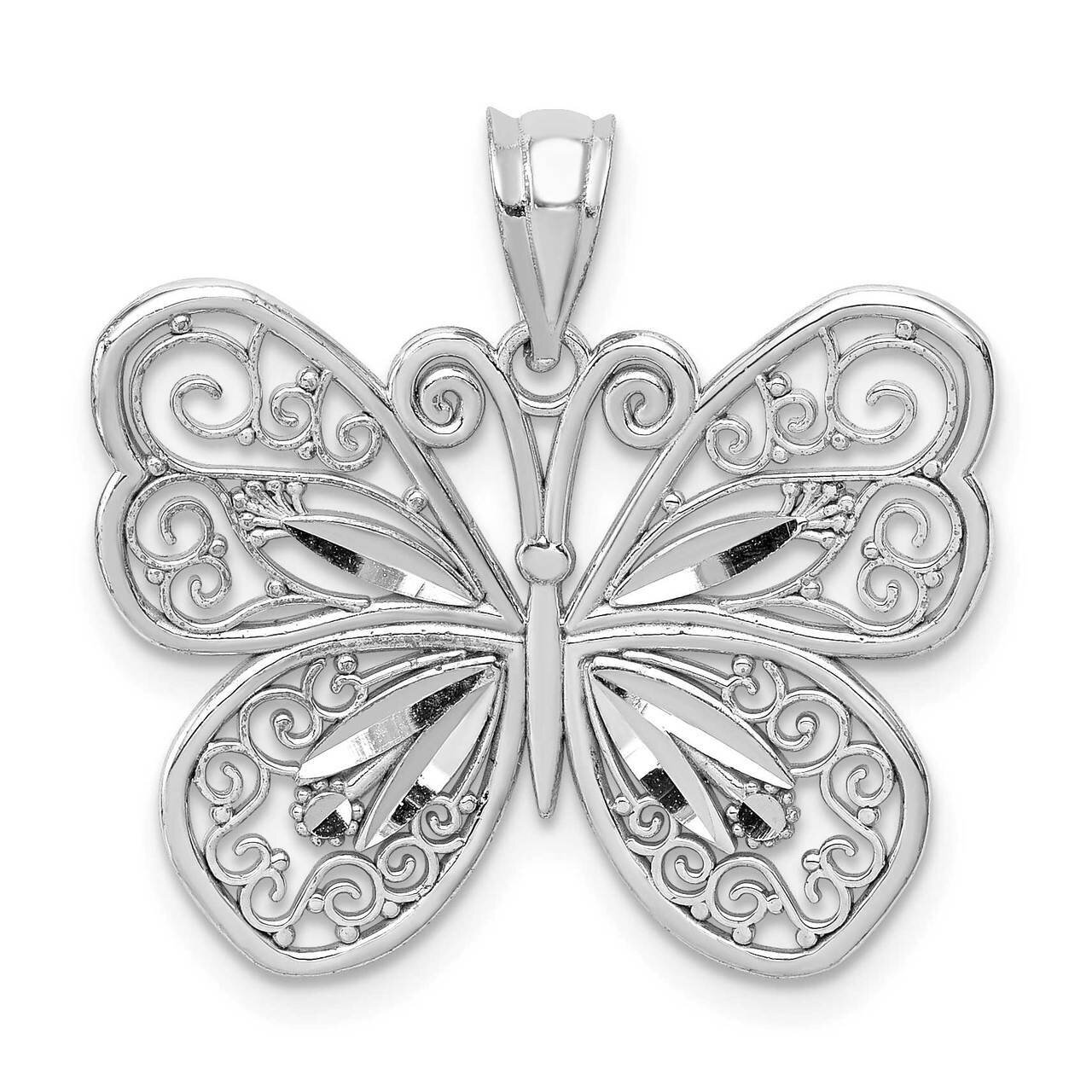 Diamond-cut Butterfly Pendant 14k White Gold Polished D4468, MPN: D4468, 883957726533