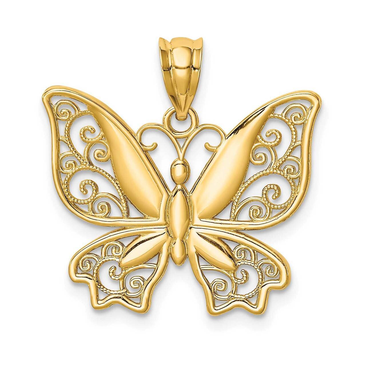 Butterfly Pendant 14k Gold Polished D4471