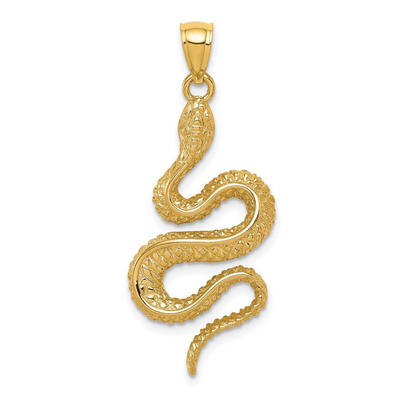 Textured Snake Pendant 14k Gold Polished D4485