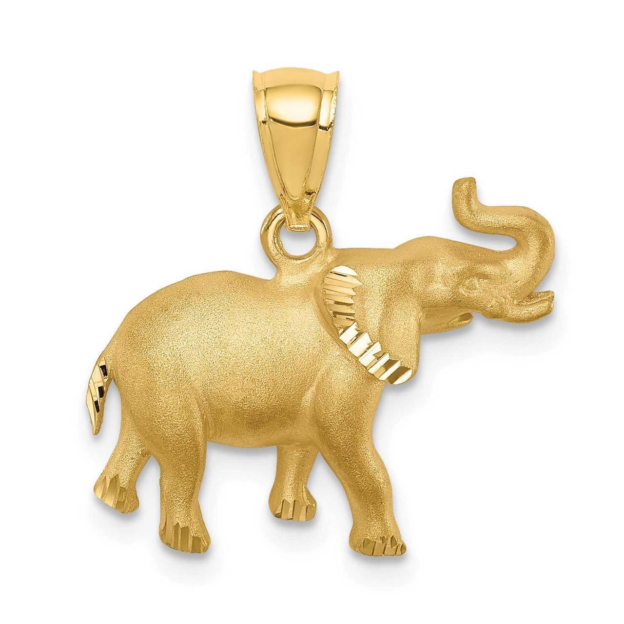 Elephant Pendant 14k Gold Brushed & Diamond-cut D4487