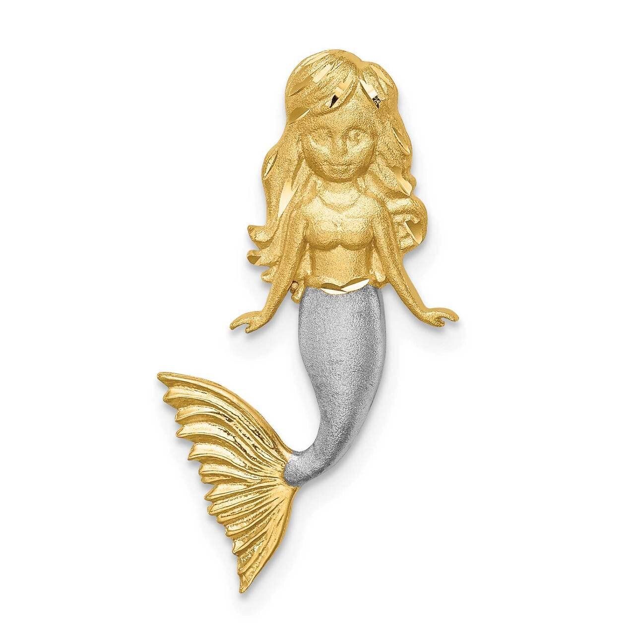 Brushed & Diamond-cut Mermaid Chain Slide 14k Gold & White Rhodium D4501