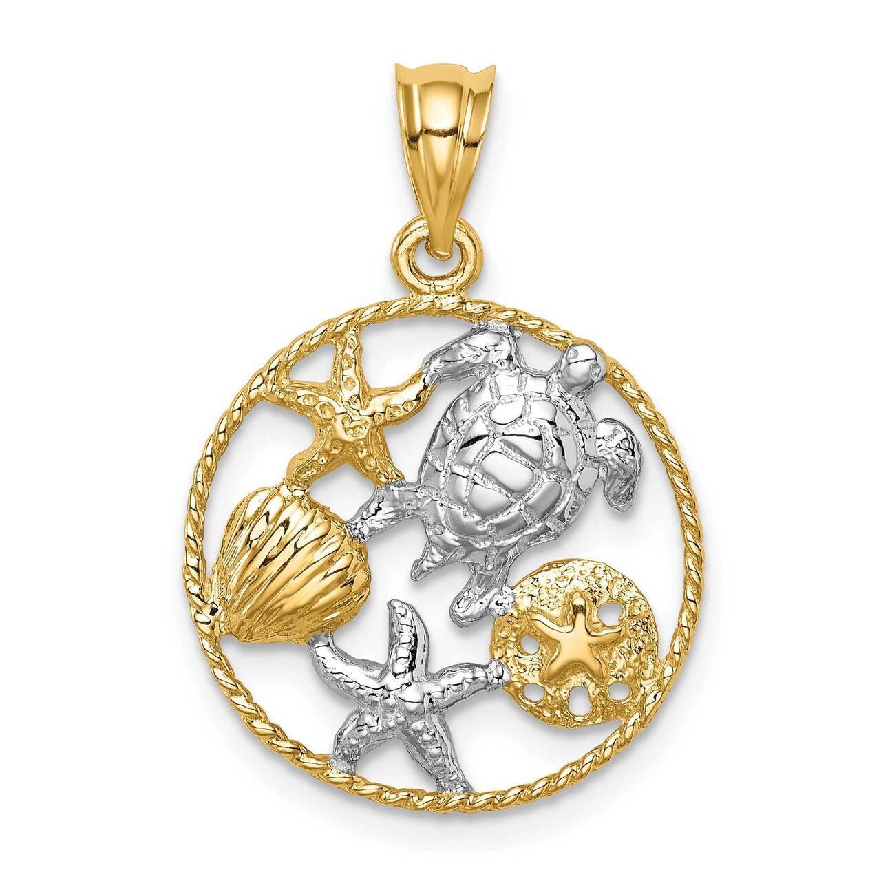 Polished Sealife Pendant 14k Gold &amp; White Rhodium D4505, MPN: D4505, 883957767758