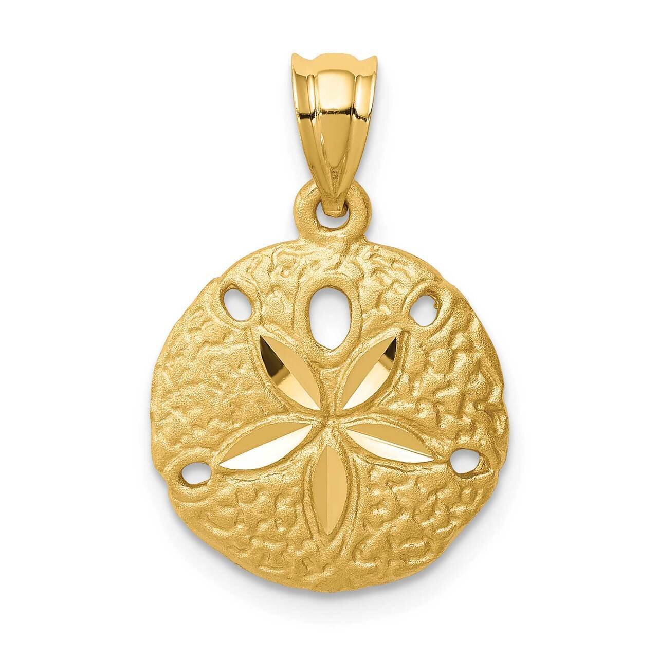 Sand Dollar Pendant 14k Gold Brushed &amp; Diamond-cut D4518, MPN: D4518, 883957320366