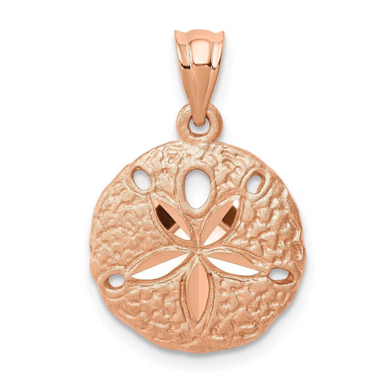 Sand Dollar Pendant 14K Rose Gold Brushed Diamond-cut D4519, MPN: D4519, 883957767765