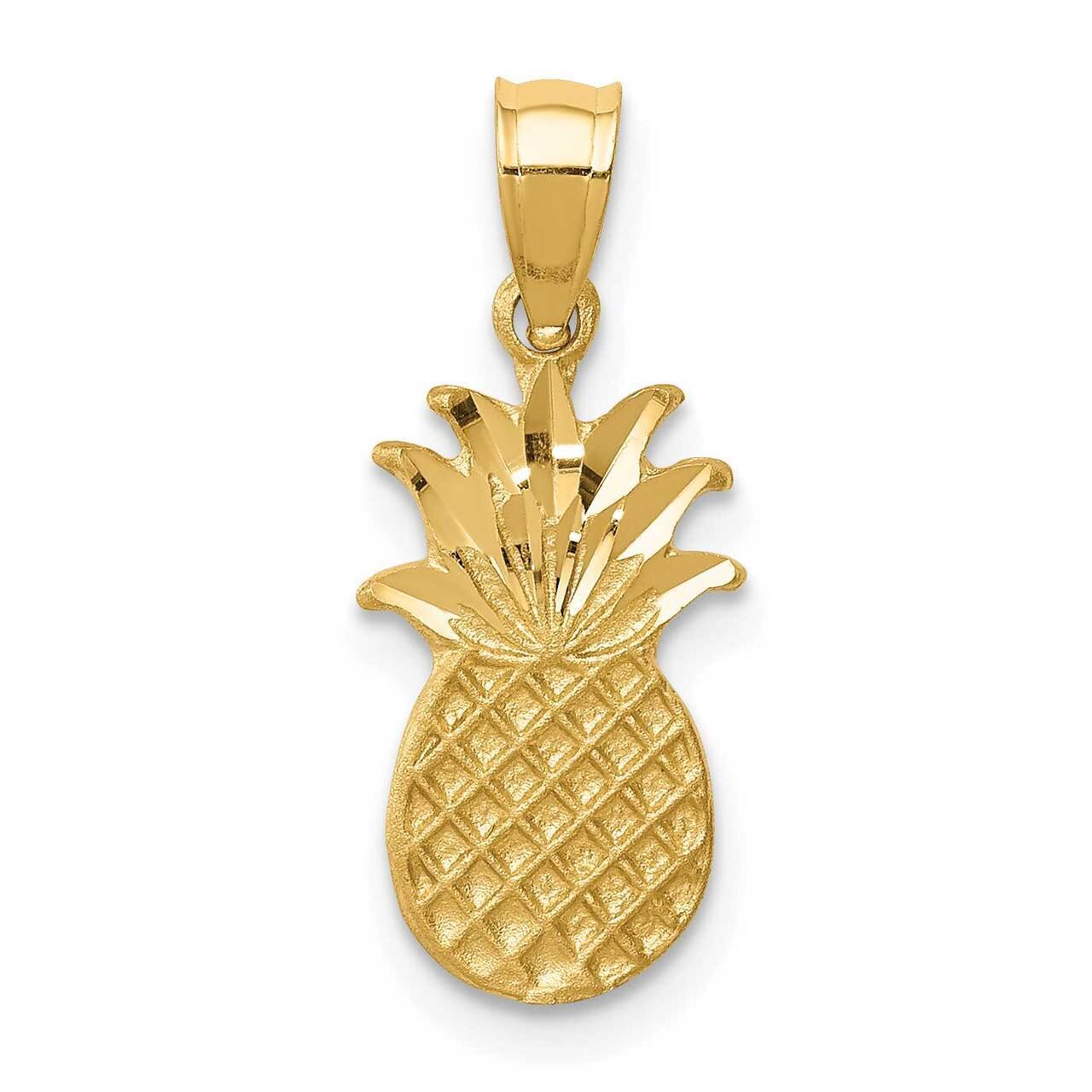 Pineapple Pendant 14k Gold Brushed &amp; Diamond-cut D4538, MPN: D4538,