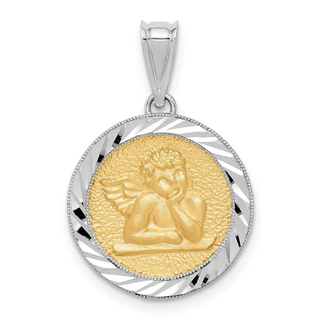 Diamond-cut Bezel Angel Pendant 14k Two-tone Gold Polished D4546, MPN: D4546, 883957591711
