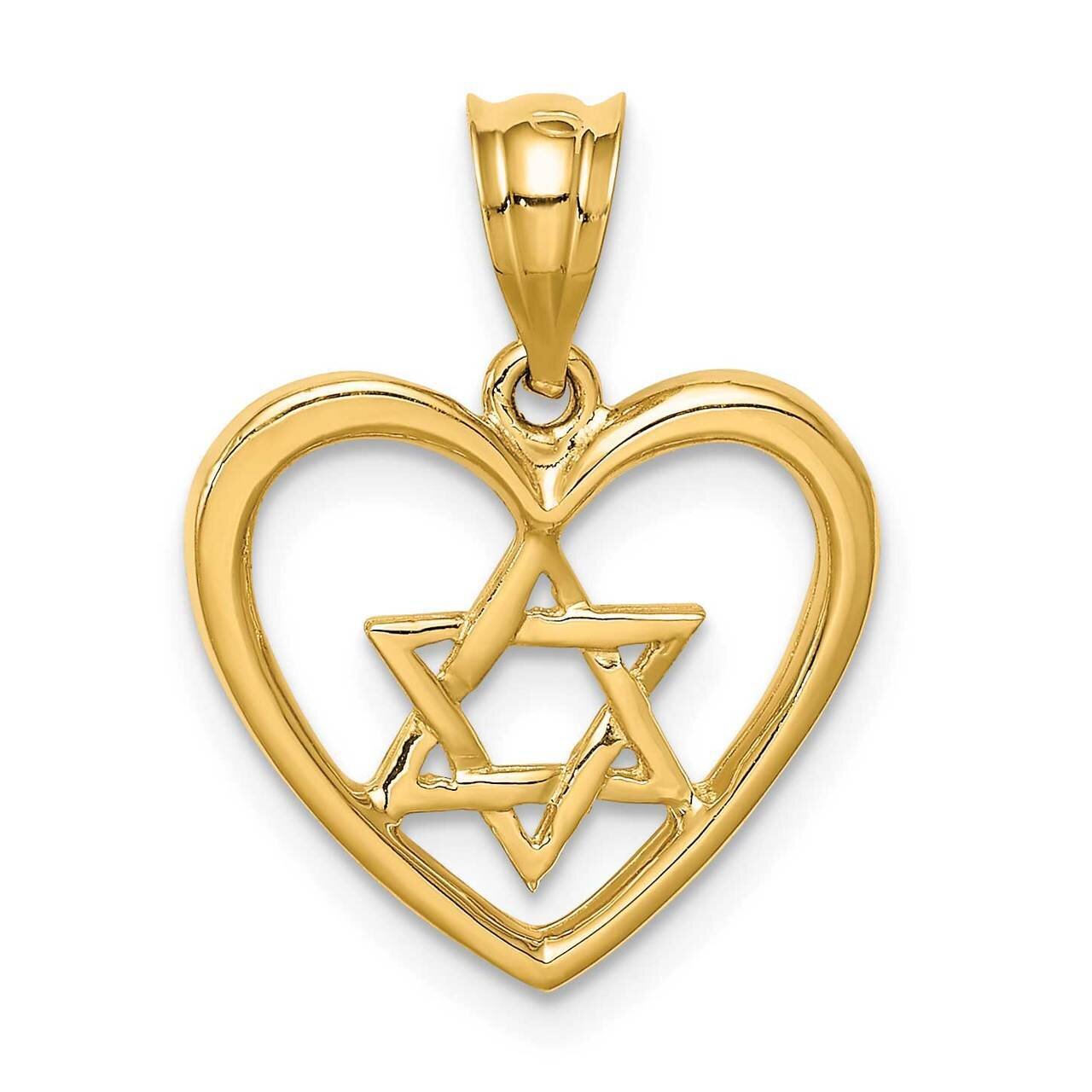 Star of David in Heart Pendant 14k Gold Polished D4550