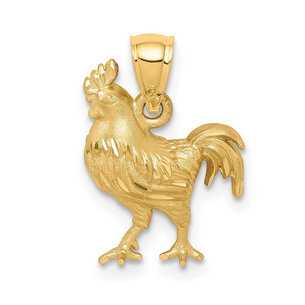 Diamond-cut Rooster Pendant 14k Gold Satin D4592, MPN: D4592, 883957727349