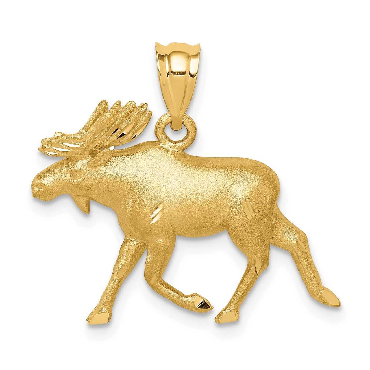 Alaskan Moose Pendant 14k Gold Brushed &amp; Diamond-cut D4595, MPN: D4595, 883957727363