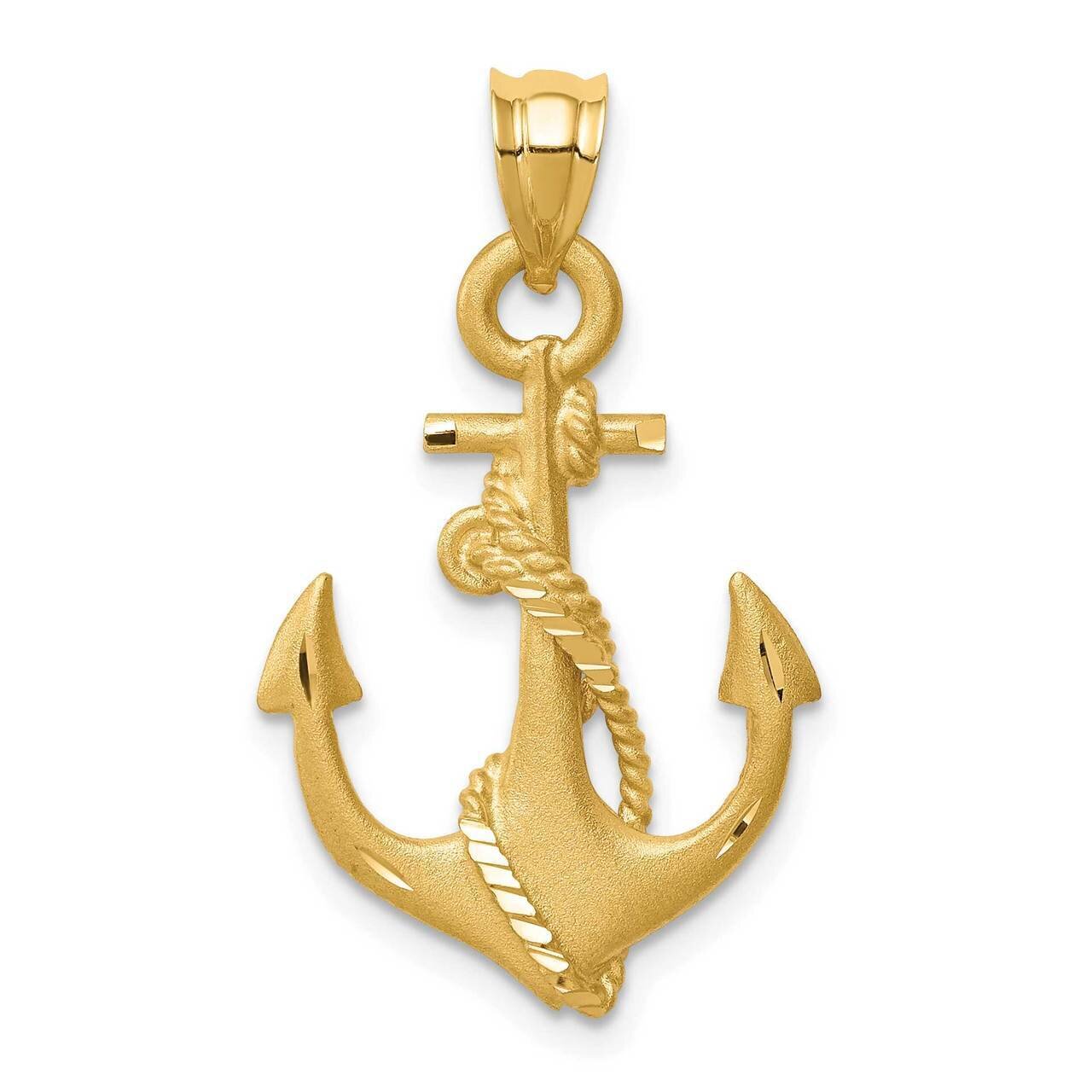 Anchor Pendant 14k Gold Brushed &amp; Diamond-cut D4603, MPN: D4603, 883957826059
