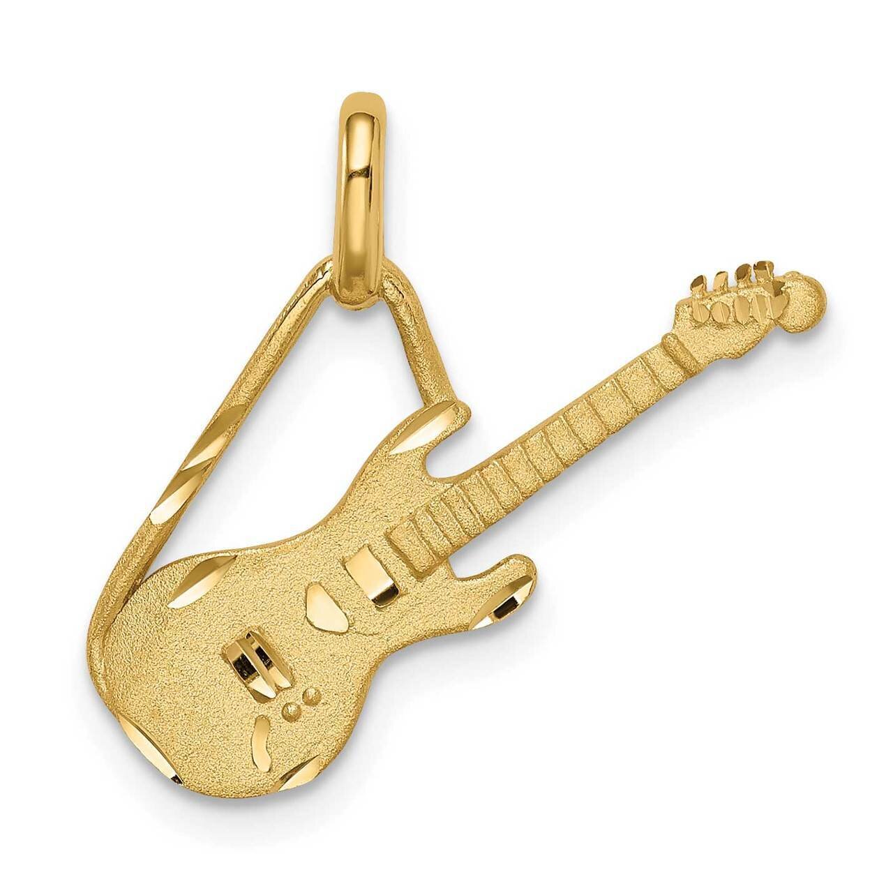 Guitar Pendant 14k Gold Brushed & Diamond-cut D4622