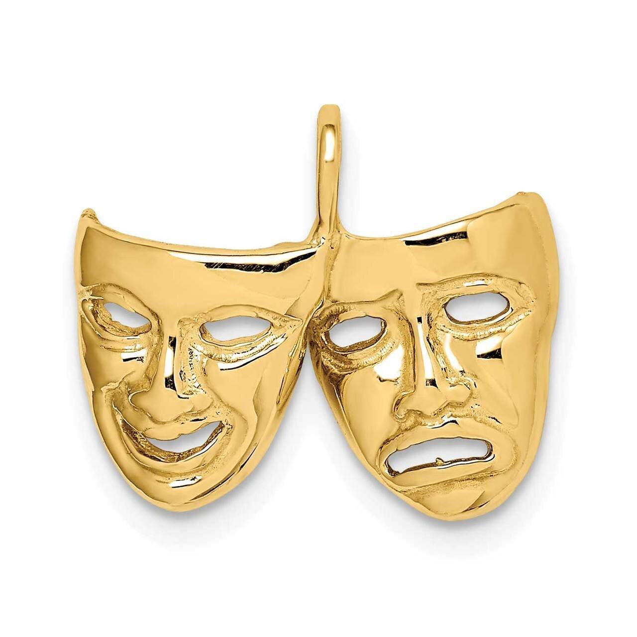 Comedy/Tragedy Theater Masks Pendant 14k Gold Polished D4625