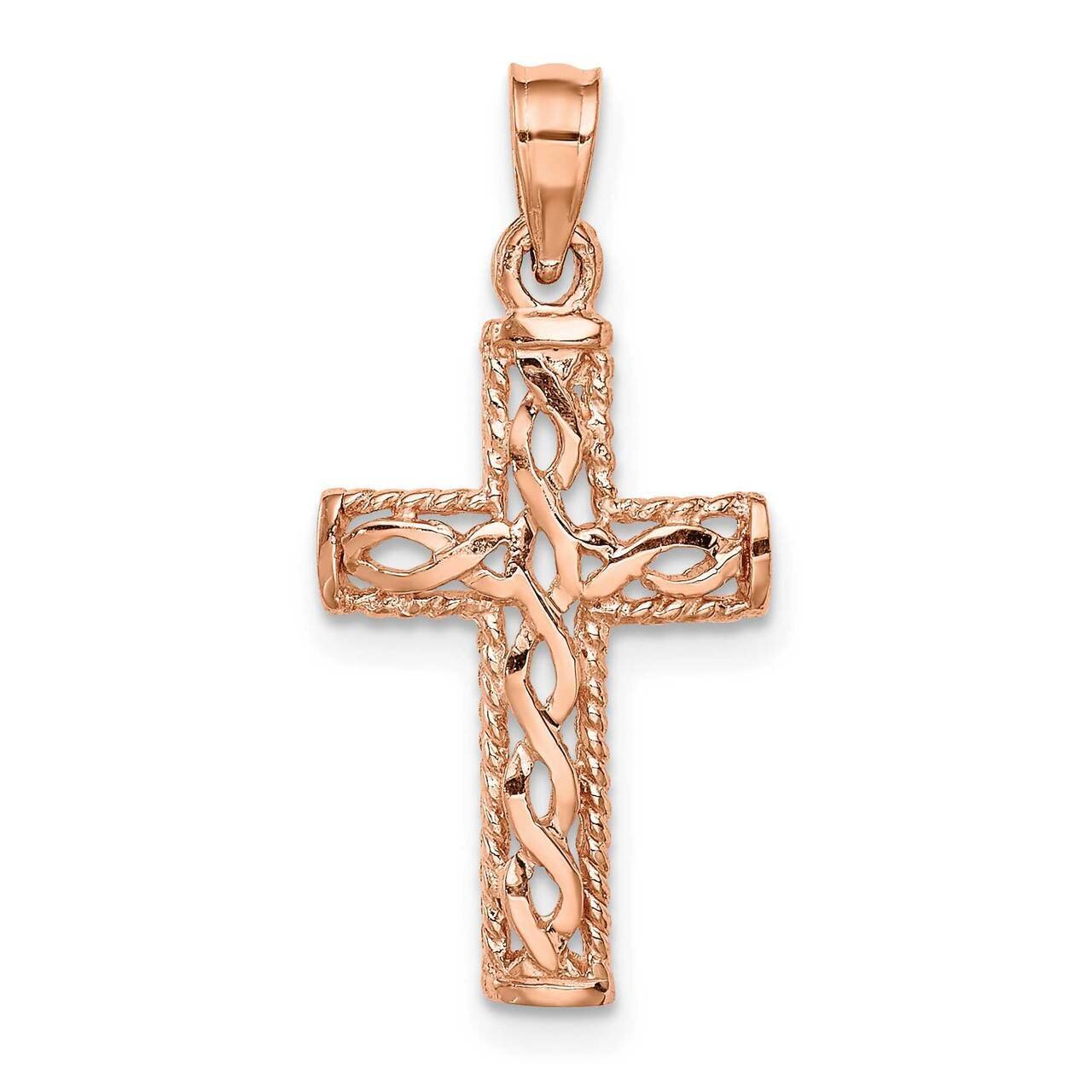 Braided Cross Pendant 14K Rose Gold Polished D4643, MPN: D4643, 883957937342