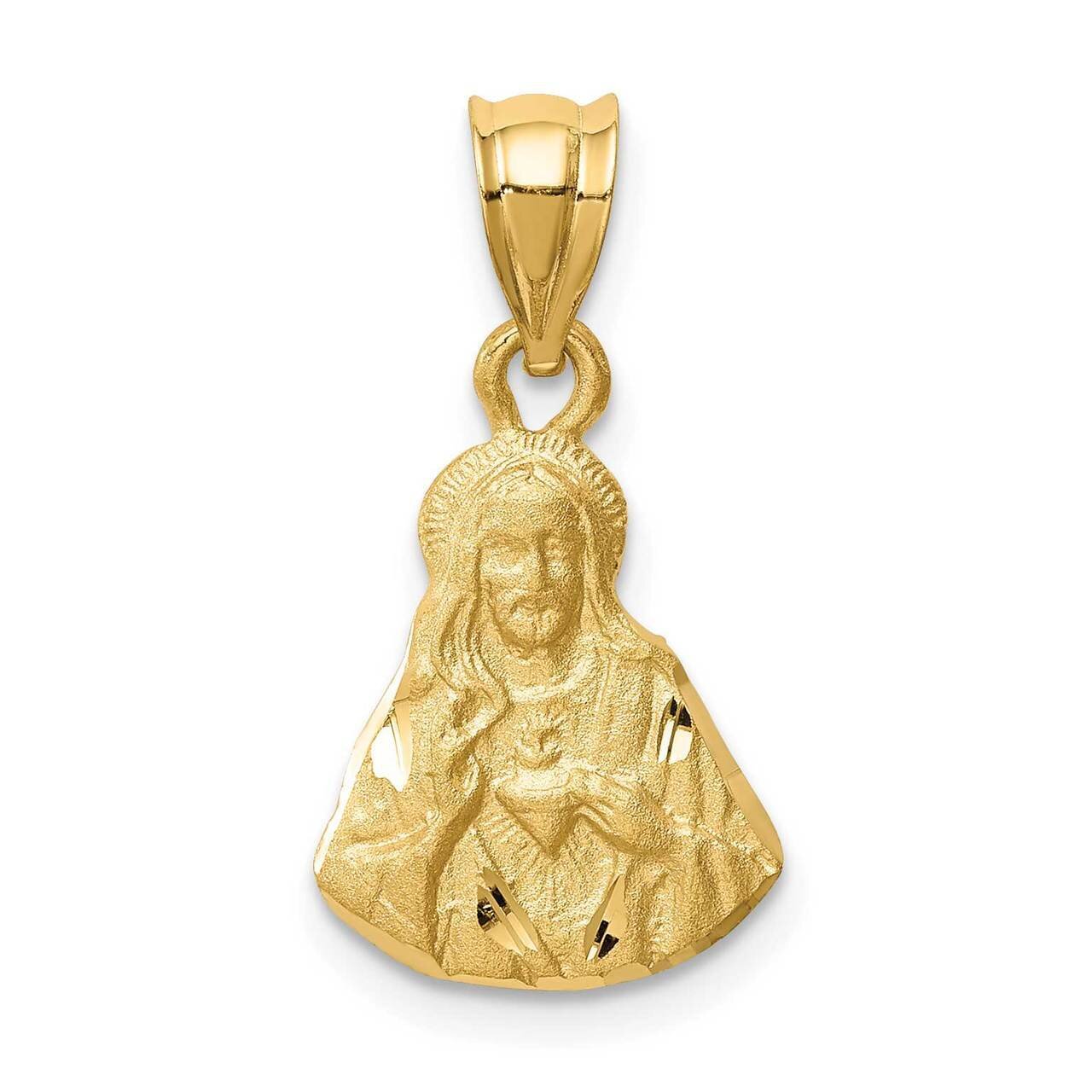 Jesus Pendant 14k Gold Brushed & Diamond-cut D4671