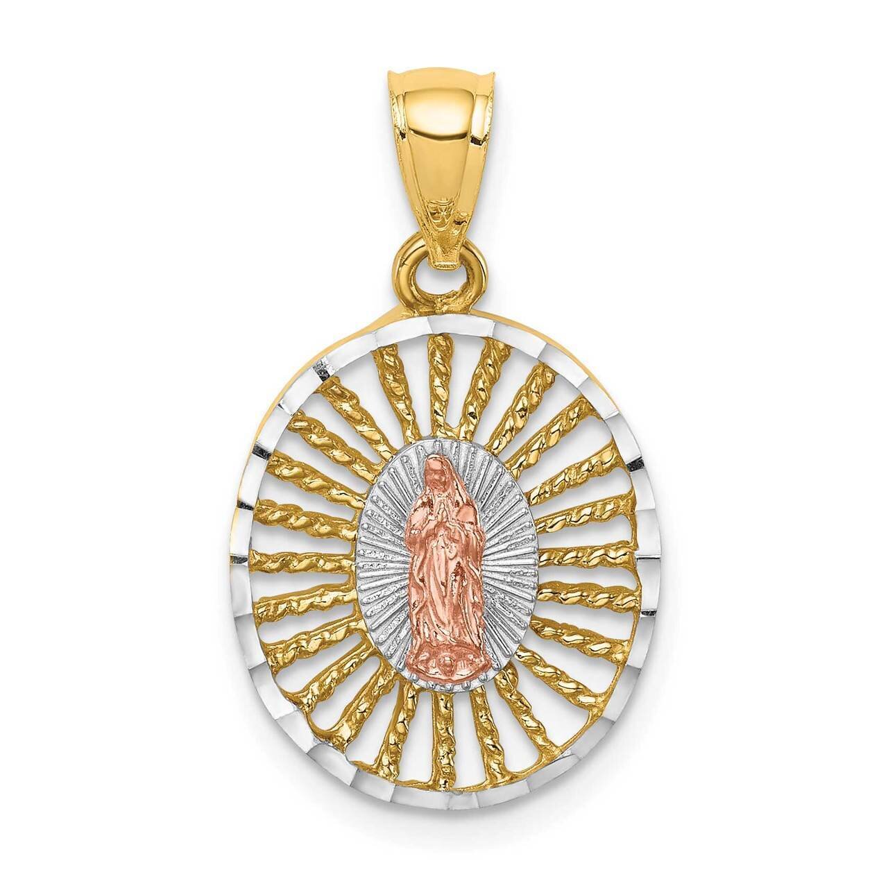 White Rhodium Polished Guadalupe Pendant 14k Two-tone Gold D4672