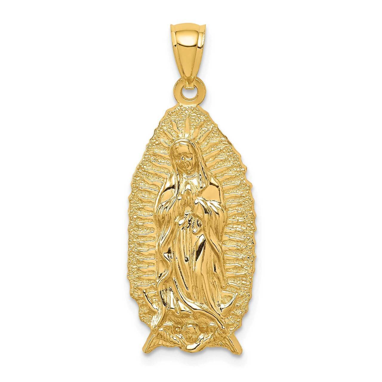 Textured Guadalupe Pendant 14k Gold Polished D4673