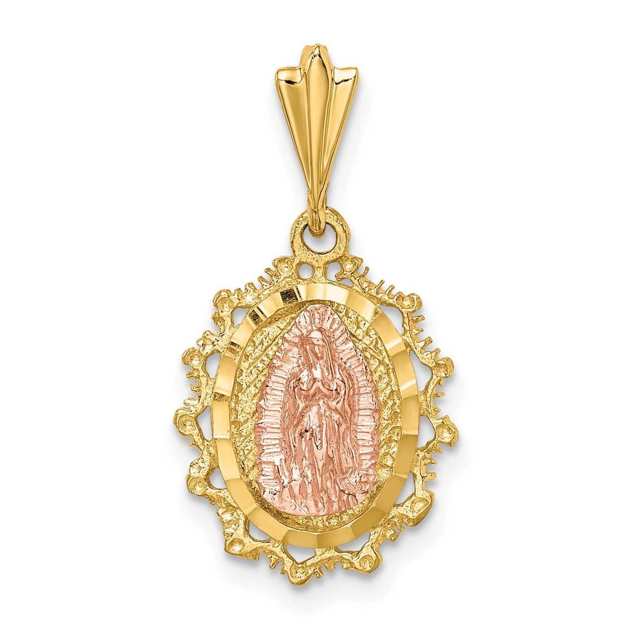St. Mary Medal Pendant 14k Two-tone Gold Polished D4676