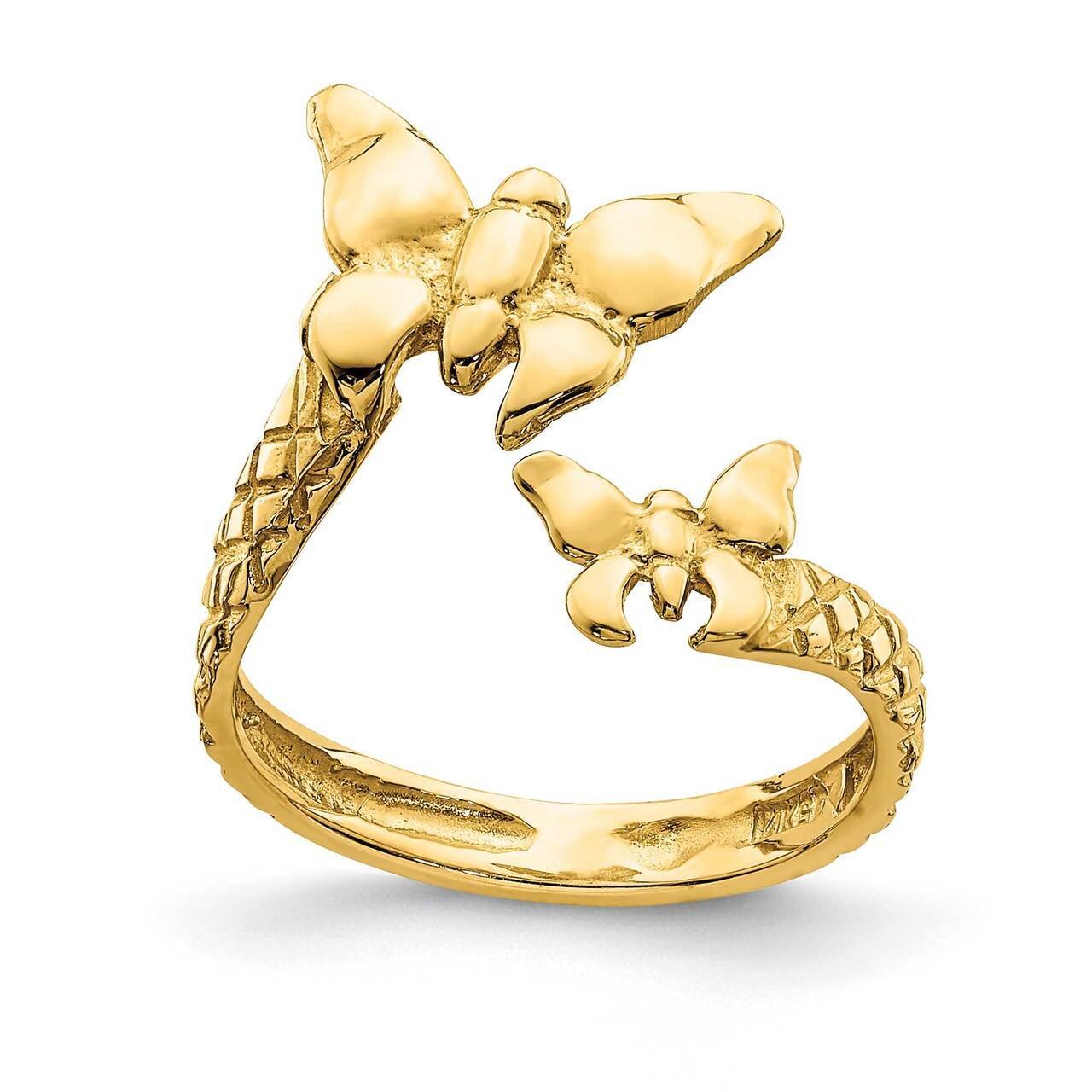 Textured Butterfly Toe Ring 14k Gold Polished D4684