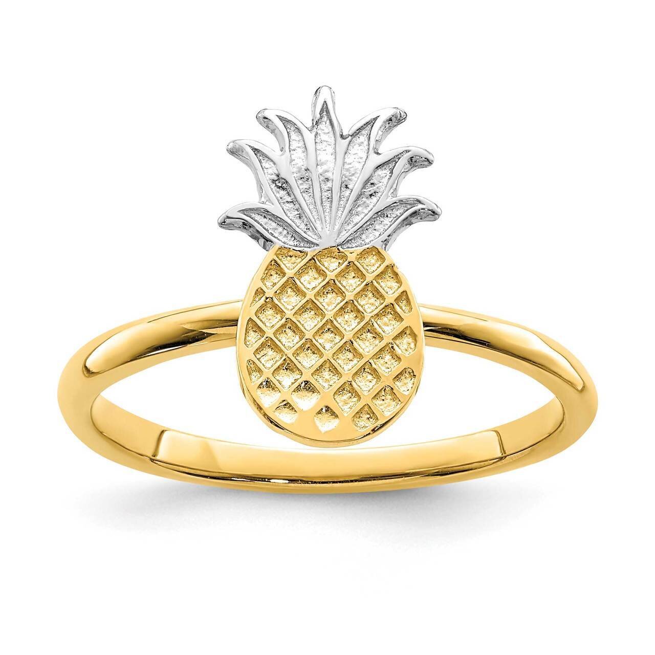 White Polished Pineapple Ring 14k Gold Rhodium D4728, MPN: D4728, 196904063330