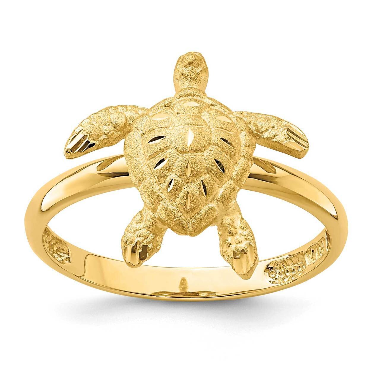 Diamond-cut Turtle Ring 14k Gold Brushed &amp; Polished D4731