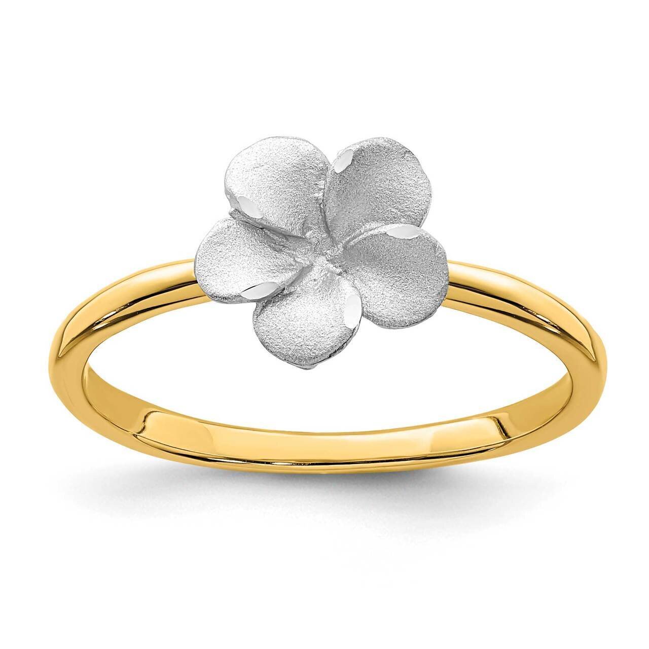 Brushed &amp; Polished Plumeria Ring 14k Two-tone Gold D4740, MPN: D4740, 196904063019