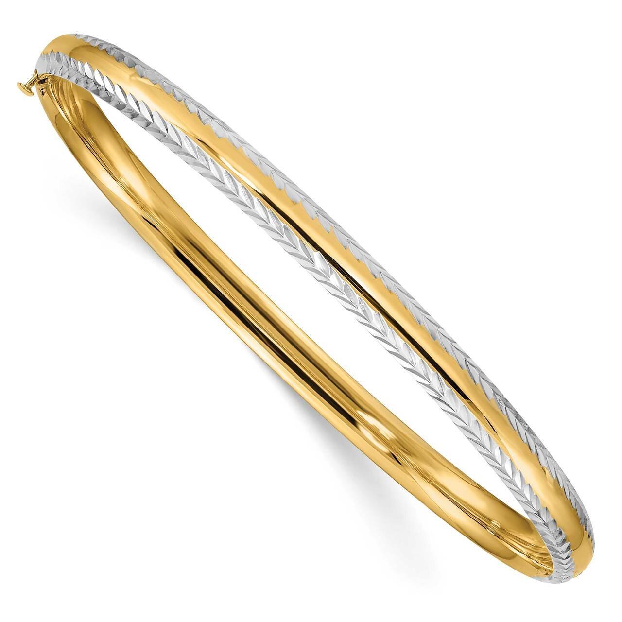 3/16 with White Rhodium Diamond-Cut Bangle 14k Two-tone Gold DB658, MPN: DB658, 886774590257
