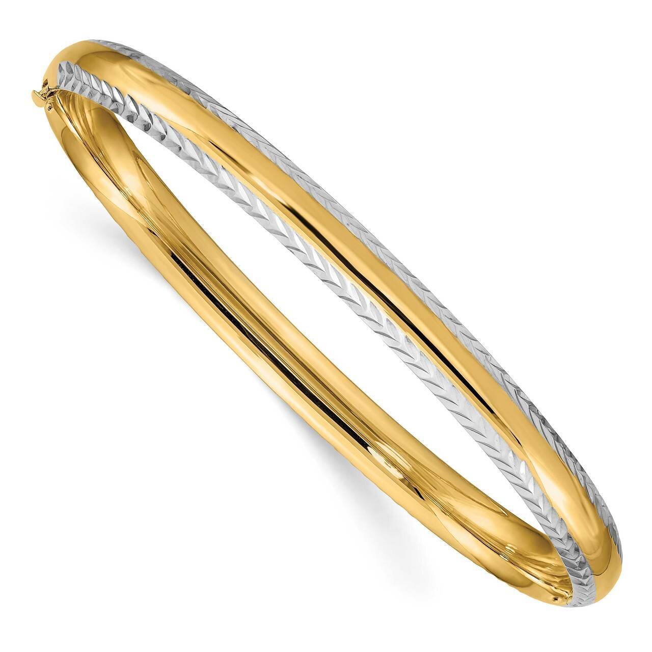 4/16 with White Rhodium Diamond-Cut Bangle 14k Two-tone Gold DB659, MPN: DB659, 886774603964