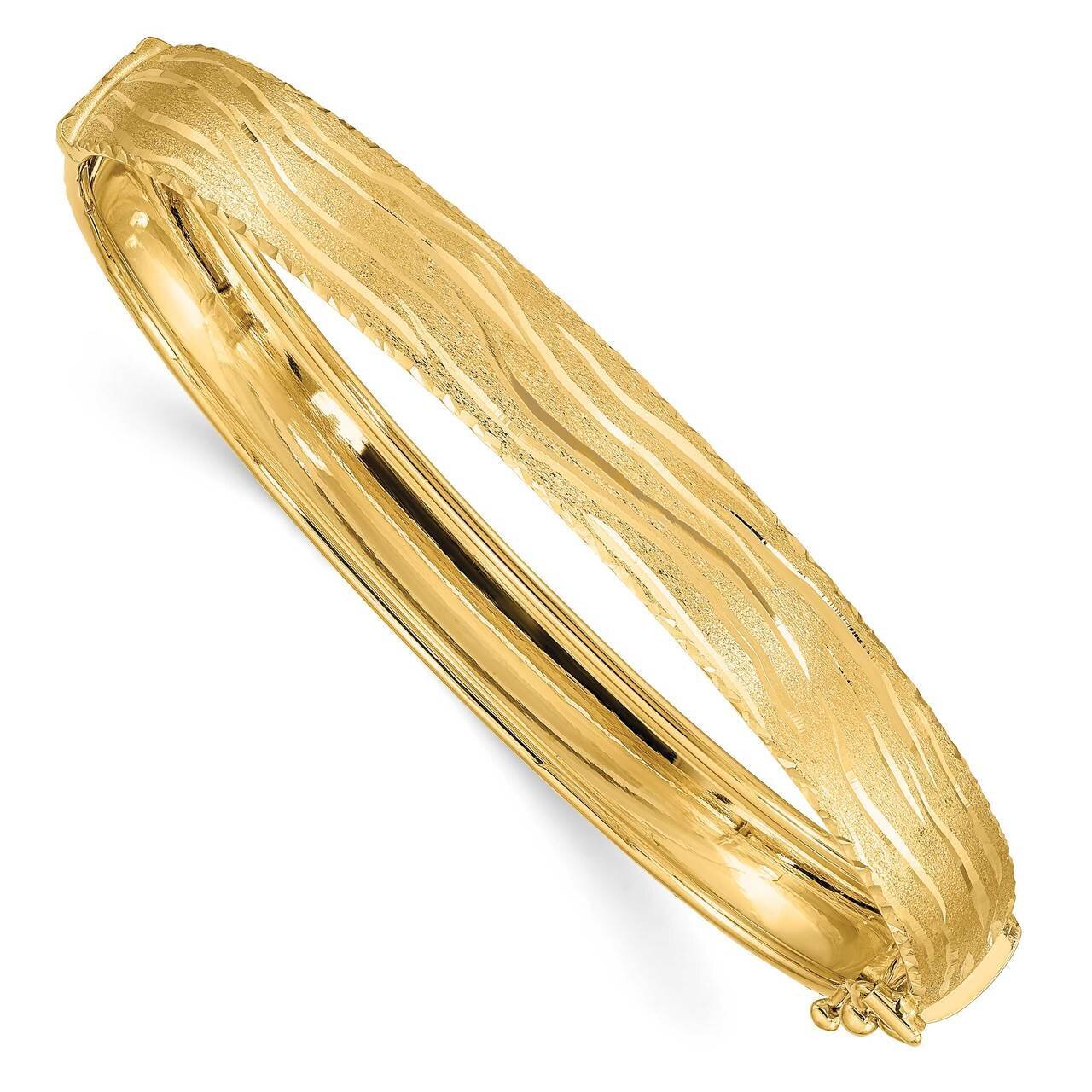 Textured Hinged Bangle 14k Gold Diamond-cut DB675, MPN: DB675, 191101980282