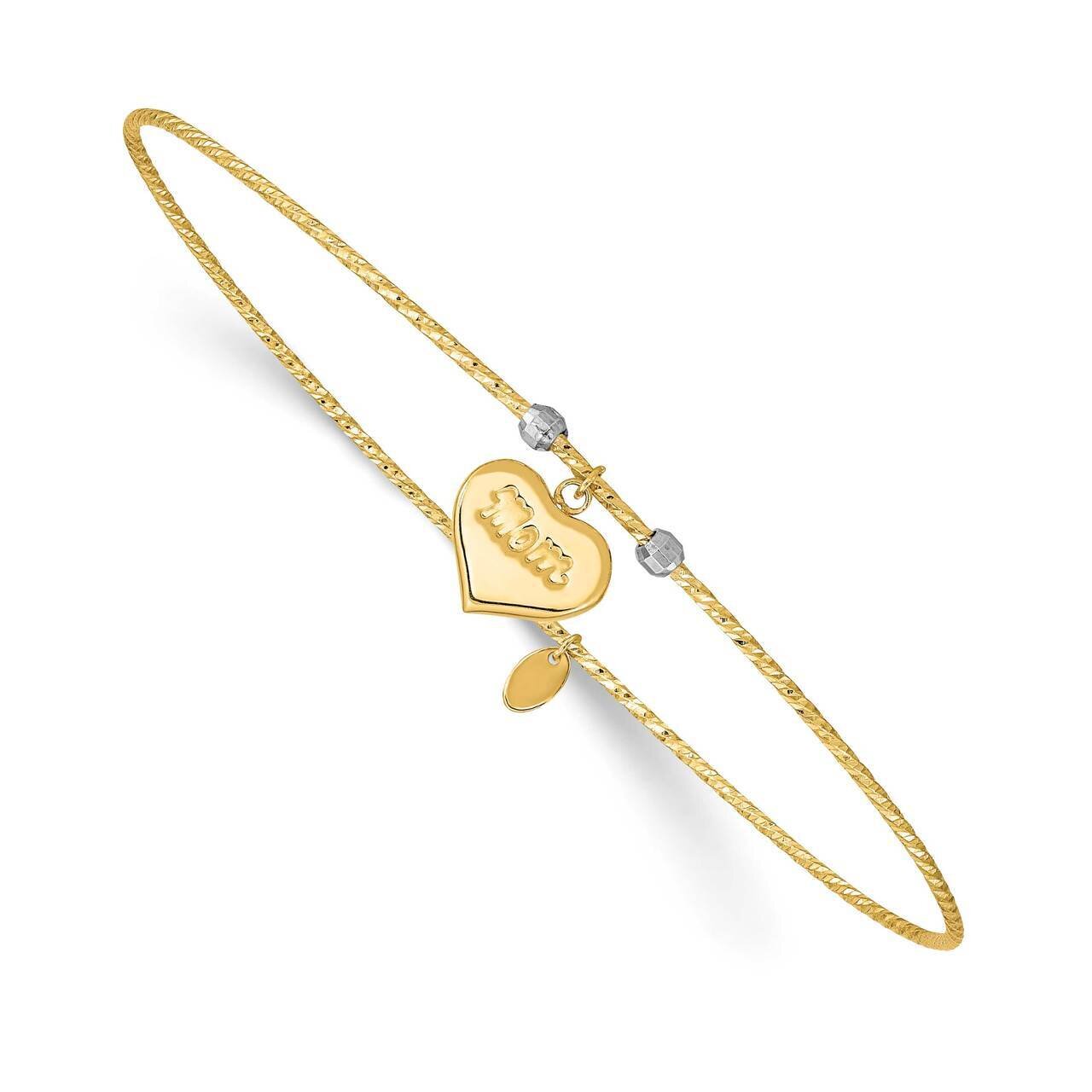 Heart with Mom Bangle 14k Gold Diamond-cut DB678, MPN: DB678, 883957926025