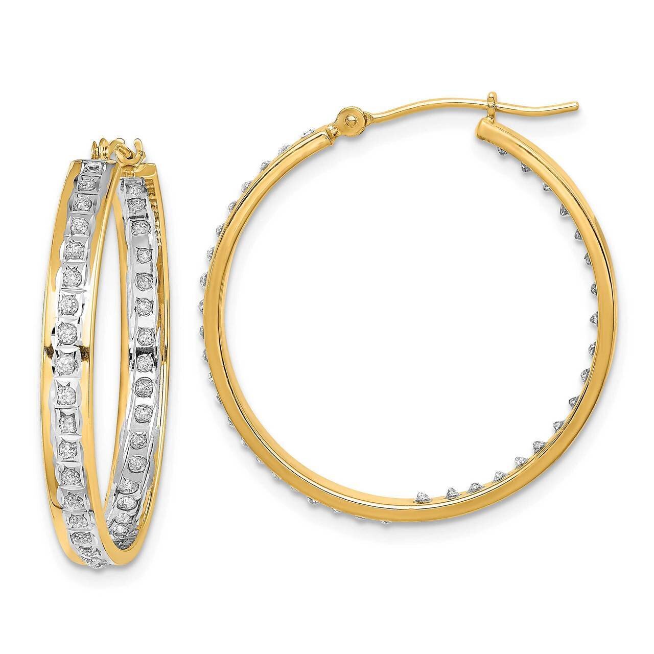 Diamond Fascination In/Out Hoop Earrings 14k Gold DF334, MPN: DF334, 883957733661
