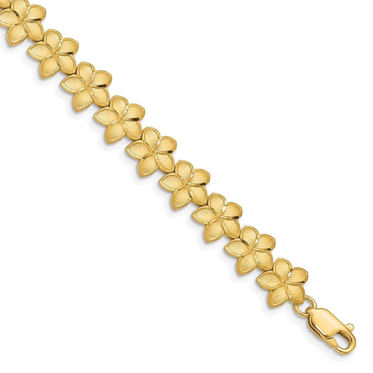 Plumeria Bracelet 14k Gold Brushed &amp; Diamond-cut FB1527-7.25