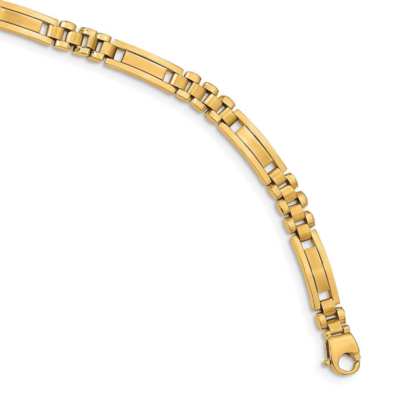 Men's Link Bracelet 14k Gold Satin & Polished GB257-8.25