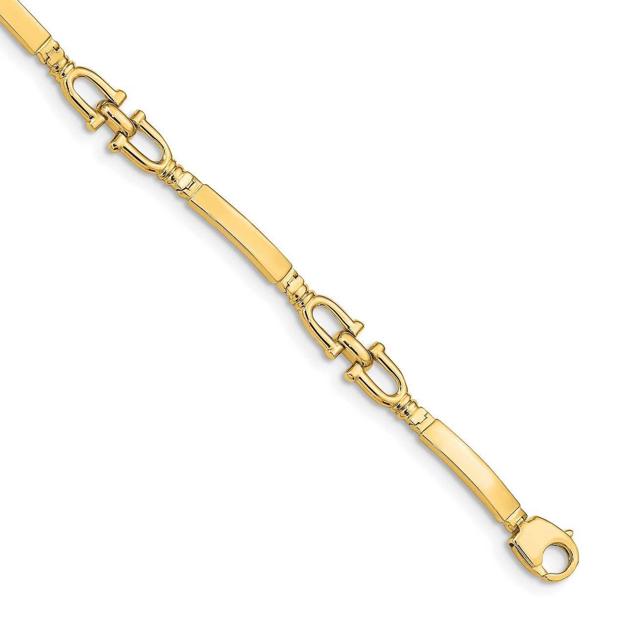 Bar & Stirrup Link Bracelet 14k Gold Polished GB260-7.25