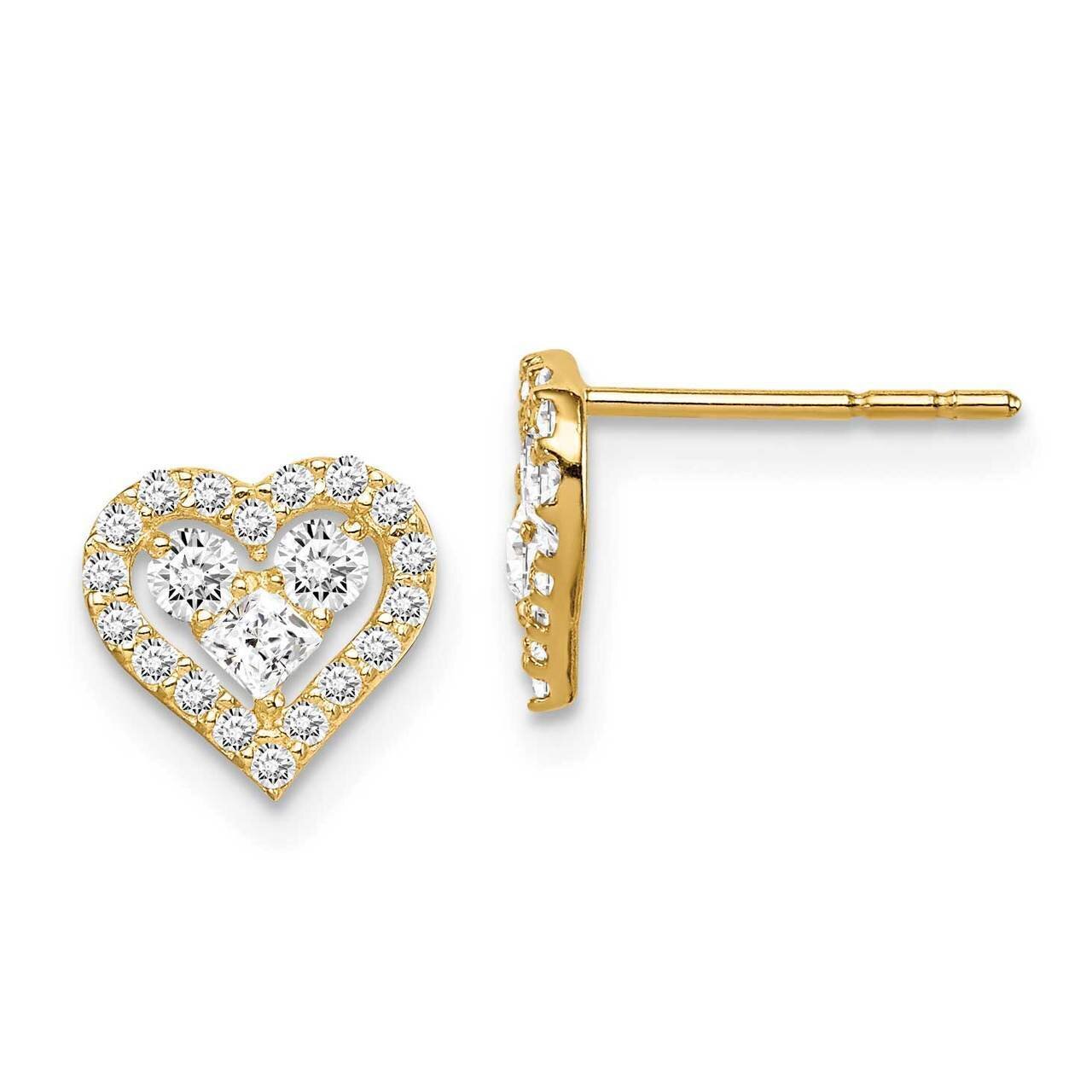 Heart Post Earrings 14k Gold CZ Diamond GK1006 by Madi K, MPN: GK1006, 191101901133