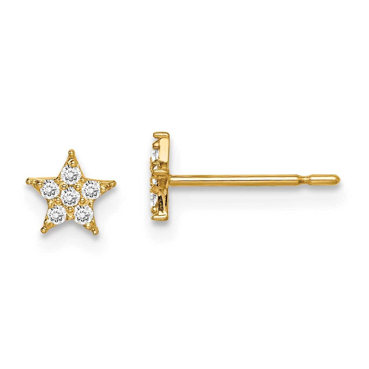 Star Earrings 14k Gold CZ Diamond GK1026