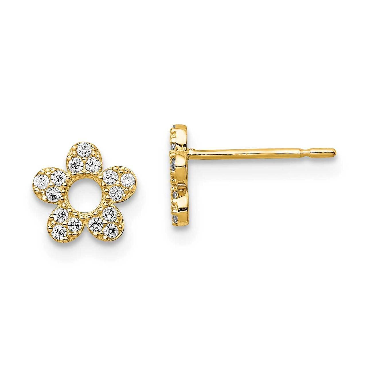 Flowe Post Earrings 14k Gold CZ Diamond GK1037 by Madi K, MPN: GK1037, 191101901294