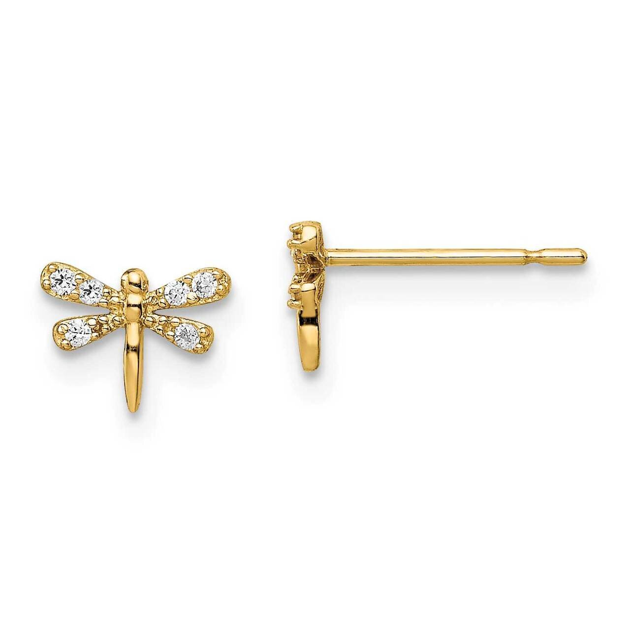 Dragonfly Post Earrings 14k Gold CZ Diamond GK1044 by Madi K, MPN: GK1044, 883957919164