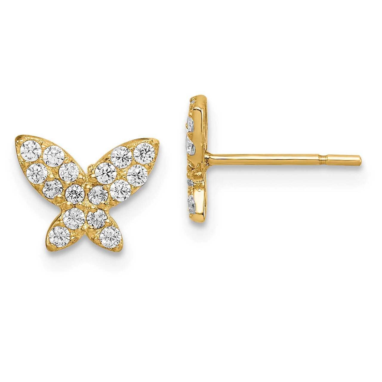 Butterfly Post Earrings 14k Gold CZ Diamond GK1046