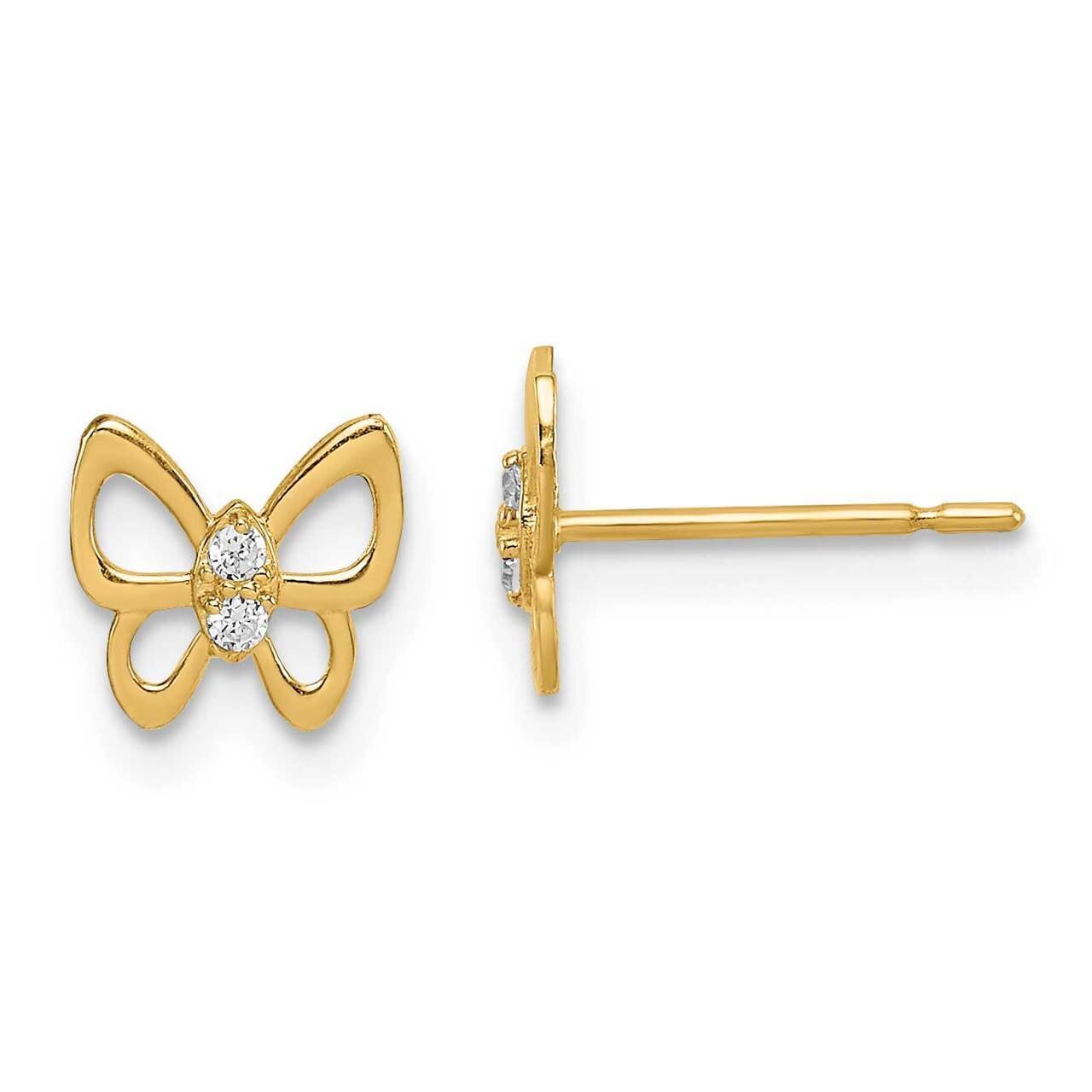 Butterfly Stud Earrings 14k Gold CZ Diamond GK1048